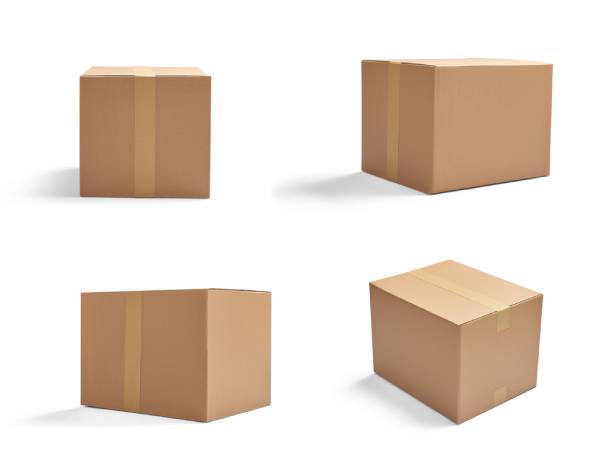 collection of  various cardboard boxes on white background